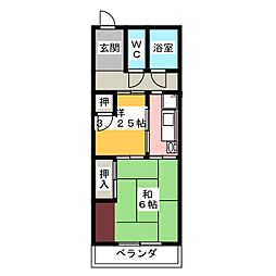 丸井荘 2Kの間取図画像