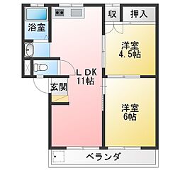 富士ハイツ 2LDKの間取図画像