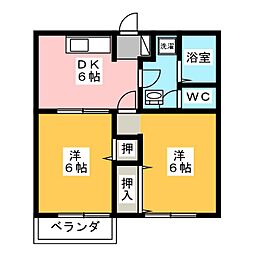 アーバンパレスB 2DKの間取図画像