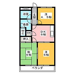 サニーサイド五十鈴 3DKの間取図画像