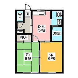 メゾン・グローリーA 2DKの間取図画像