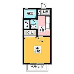 カーサベルデA棟 1Kの間取図画像