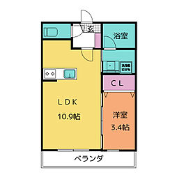 伊勢市神久4丁目アパート 1LDKの間取図画像