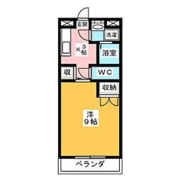 アンジュール 1Kの間取図画像