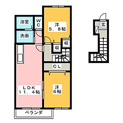 ジャンボヌール2 2LDKの間取図画像