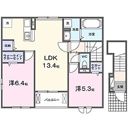 ヒカルサ伊勢小俣I 2LDKの間取図画像