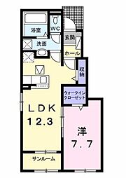 ユウア プルメリア A 1LDKの間取図画像