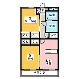 プレステージジン 2DKの間取図画像