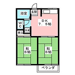 ハイツリージェント 2DKの間取図画像