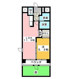 アンジュール小木2 1LDKの間取図画像