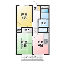 花水木 2DKの間取図画像