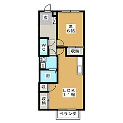 BM亀山 1LDKの間取図画像