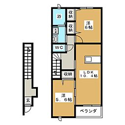 グレイスヒル1 2LDKの間取図画像