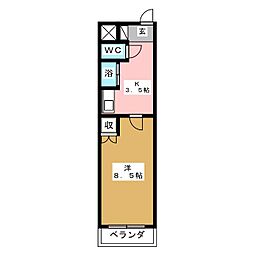 アイルーム亀山山子 1Kの間取図画像