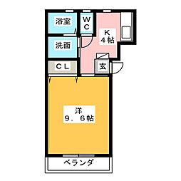 マンション亀山2 1Kの間取図画像