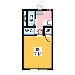 ヒルトップ中西 1Kの間取図画像
