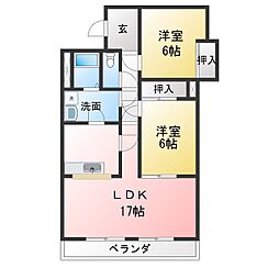 ハイタウンソレイユ 2LDKの間取図画像