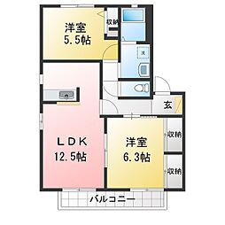 ハイツかすみ 2LDKの間取図画像