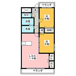 マイタウン松阪 2LDKの間取図画像