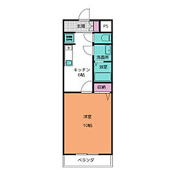 ハイタウン久保 1DKの間取図画像