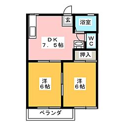 ロマンスハイツ 2DKの間取図画像