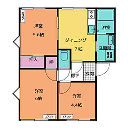グリーンフレグランスA 3DKの間取図画像