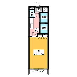 アルカディア 1Kの間取図画像