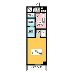 Maple利平治AnneX 1Kの間取図画像