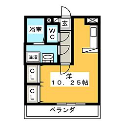 T.LEON ワンルームの間取図画像