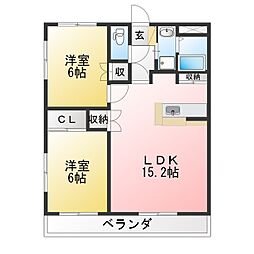 ツインハーティD2 2LDKの間取図画像