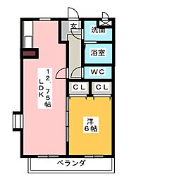 イル・コリーヌ2 1LDKの間取図画像