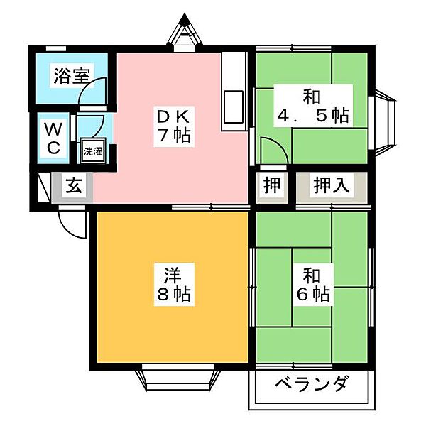 ハイツカレントＡ ｜三重県名張市鴻之台１番町(賃貸アパート3DK・2階・48.04㎡)の写真 その2
