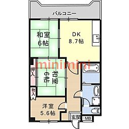 ウエストハイツ 3DKの間取図画像