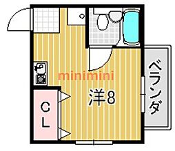 津島ハイツ2 ワンルームの間取図画像