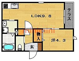 ラガール茨木 1LDKの間取図画像