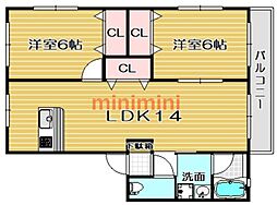 サンメゾン 2LDKの間取図画像
