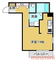 graceCourtKoyasu ワンルームの間取図画像