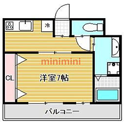 リトルグリーン辻子 1Kの間取図画像