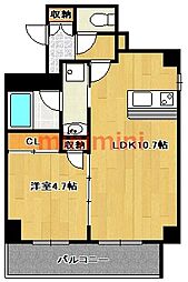 フィアクレー茨木元町 1LDKの間取図画像