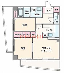 キャニスコート上新庄 2LDKの間取図画像