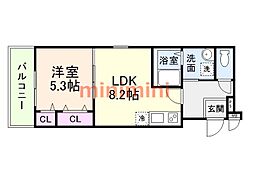 茨木市奈良町アパート 1LDKの間取図画像
