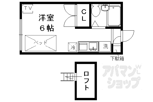 レオパレスドルフィン 106｜京都府京都市北区西賀茂今原町(賃貸アパート1R・1階・17.39㎡)の写真 その2