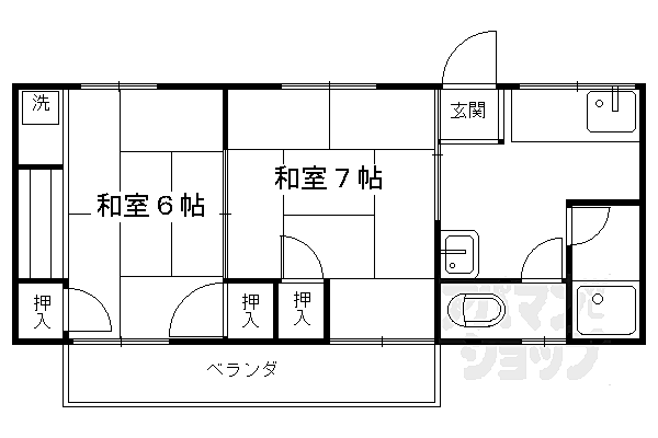 ハイツ洛風荘 19｜京都府京都市北区紫竹西栗栖町(賃貸アパート2K・2階・35.64㎡)の写真 その2