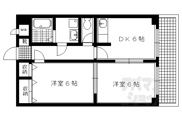 京都府京都市左京区岡崎西天王町(賃貸マンション2DK・3階・49.68㎡)の写真 その2