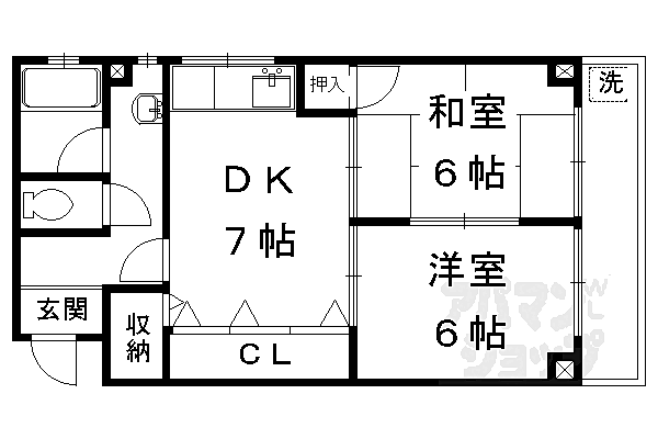 孝陽マンション 301｜京都府京都市北区上賀茂石計町(賃貸マンション2DK・3階・43.00㎡)の写真 その2