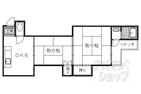 京都府京都市左京区下鴨芝本町(賃貸マンション2DK・3階・42.24㎡)の写真 その2