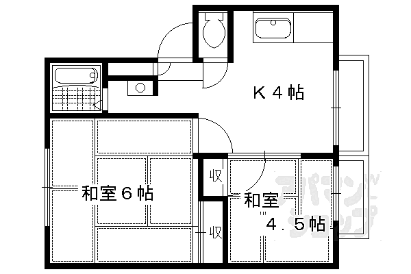 京都府京都市左京区上高野鷺町(賃貸アパート2K・2階・38.00㎡)の写真 その2