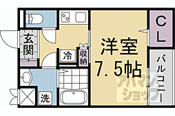ビエノス京都紫竹 1Kの間取図画像