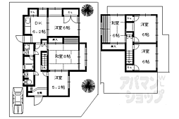 叡山電鉄鞍馬線 八幡前駅 徒歩3分の賃貸一戸建て 6DKの間取り