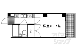 京福電気鉄道北野線 北野白梅町駅 徒歩16分の賃貸マンション 4階1Kの間取り